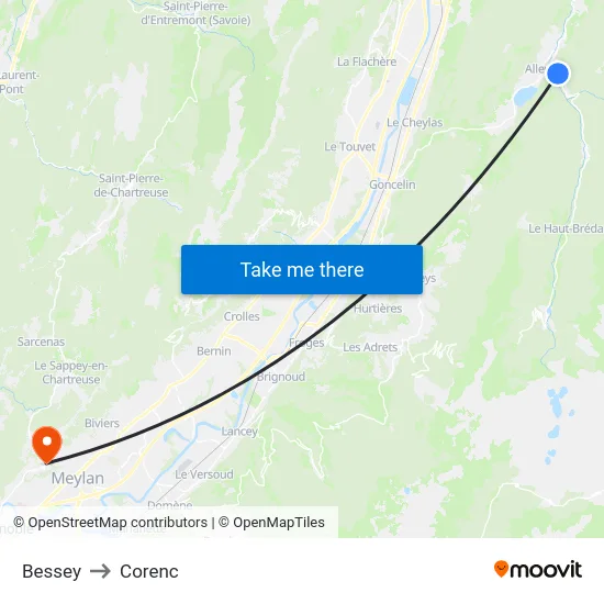 Bessey to Corenc map