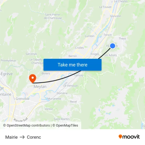 Mairie to Corenc map