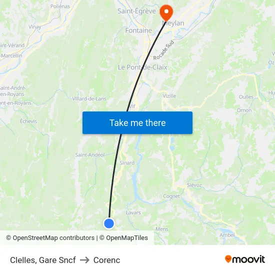 Clelles, Gare Sncf to Corenc map