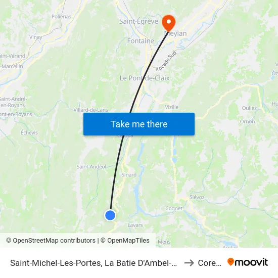 Saint-Michel-Les-Portes, La Batie D'Ambel-Rn75 to Corenc map