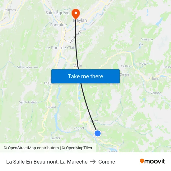 La Salle-En-Beaumont, La Mareche to Corenc map