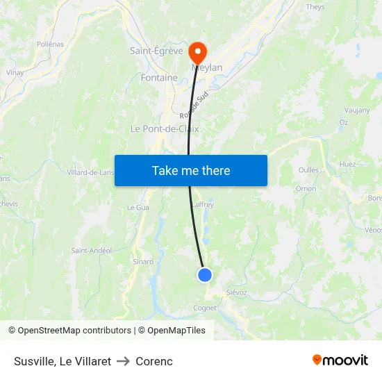 Susville, Le Villaret to Corenc map
