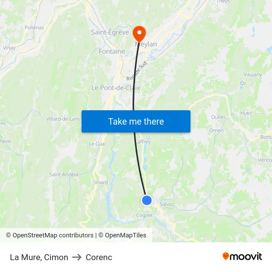 La Mure, Cimon to Corenc map