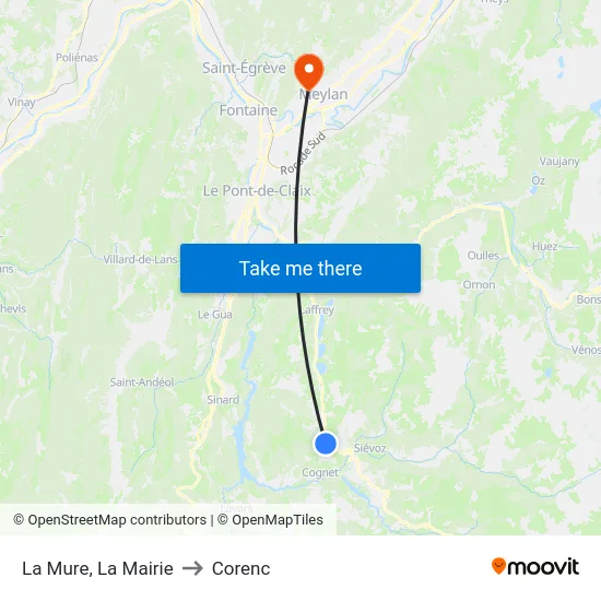 La Mure, La Mairie to Corenc map