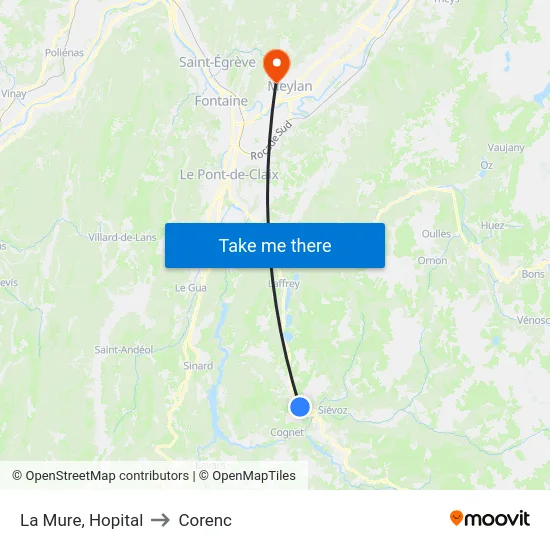 La Mure, Hopital to Corenc map