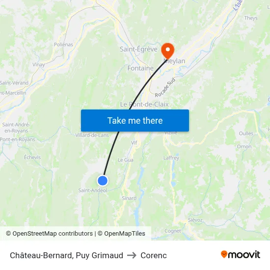 Château-Bernard, Puy Grimaud to Corenc map