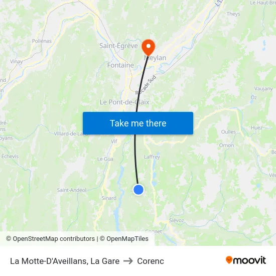 La Motte-D'Aveillans, La Gare to Corenc map