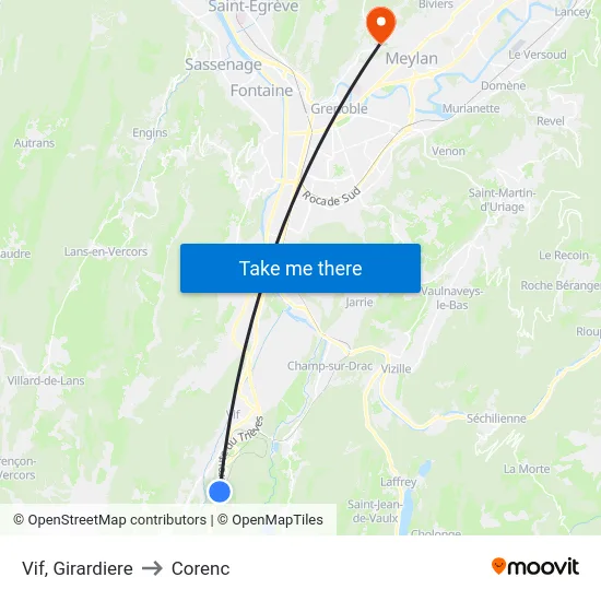 Vif, Girardiere to Corenc map