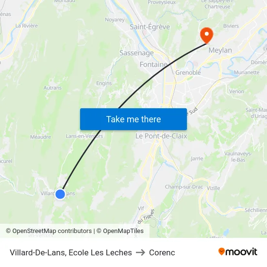 Villard-De-Lans, Ecole Les Leches to Corenc map