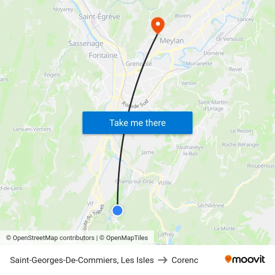 Saint-Georges-De-Commiers, Les Isles to Corenc map