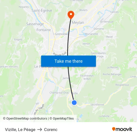 Vizille, Le Péage to Corenc map