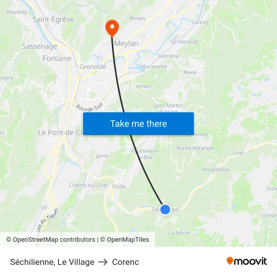 Séchilienne, Le Village to Corenc map