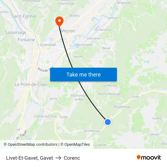 Livet-Et-Gavet, Gavet to Corenc map