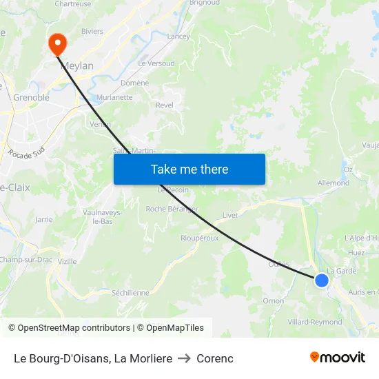 Le Bourg-D'Oisans, La Morliere to Corenc map