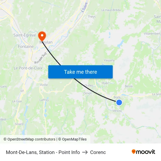 Mont-De-Lans, Station - Point Info to Corenc map