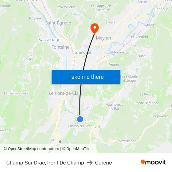Champ-Sur-Drac, Pont De Champ to Corenc map