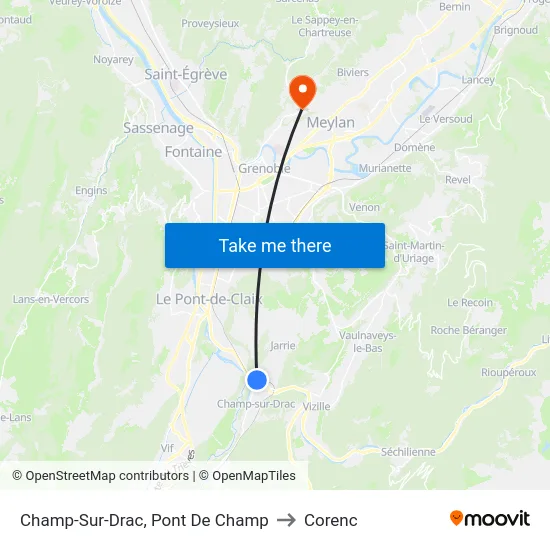 Champ-Sur-Drac, Pont De Champ to Corenc map