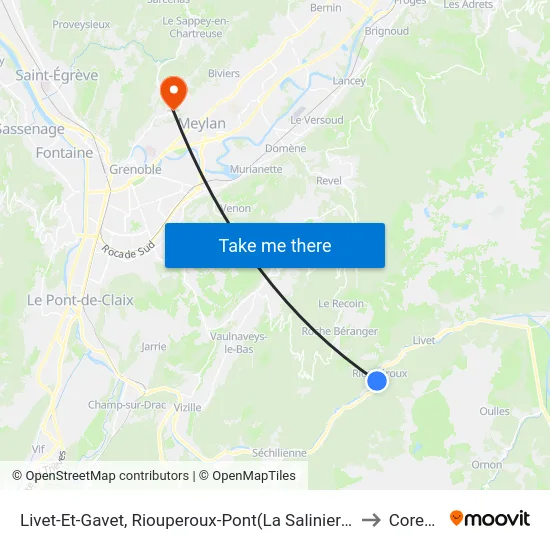 Livet-Et-Gavet, Riouperoux-Pont(La Saliniere) to Corenc map