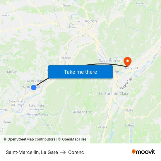 Saint-Marcellin, La Gare to Corenc map