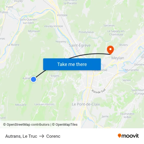 Autrans, Le Truc to Corenc map