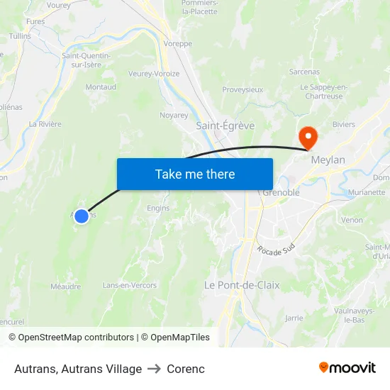 Autrans, Autrans Village to Corenc map