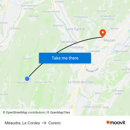 Méaudre, Le Cordey to Corenc map