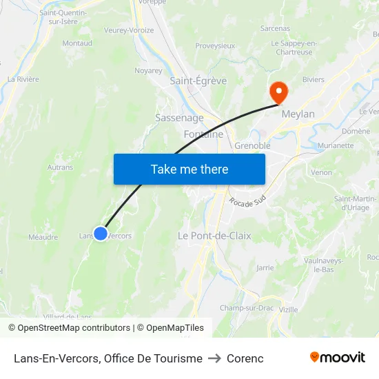 Lans-En-Vercors, Office De Tourisme to Corenc map