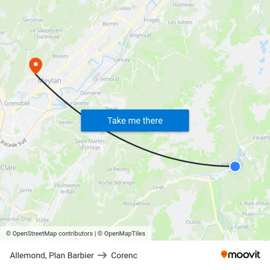 Allemond, Plan Barbier to Corenc map