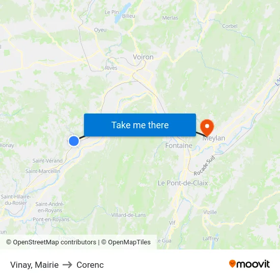Vinay, Mairie to Corenc map