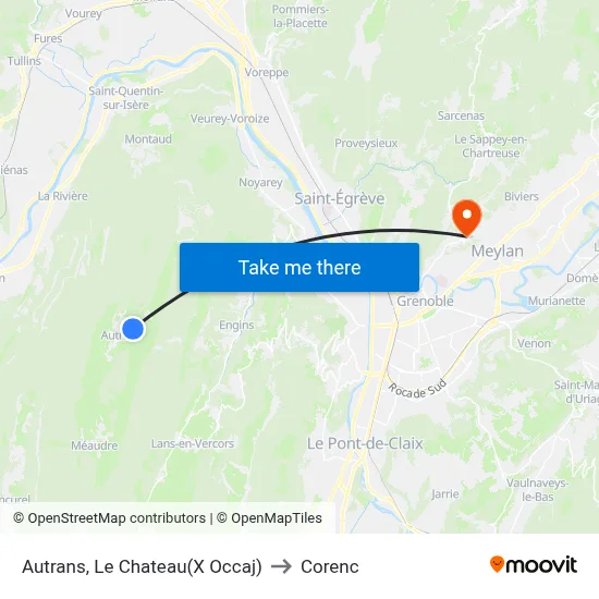 Autrans, Le Chateau(X Occaj) to Corenc map