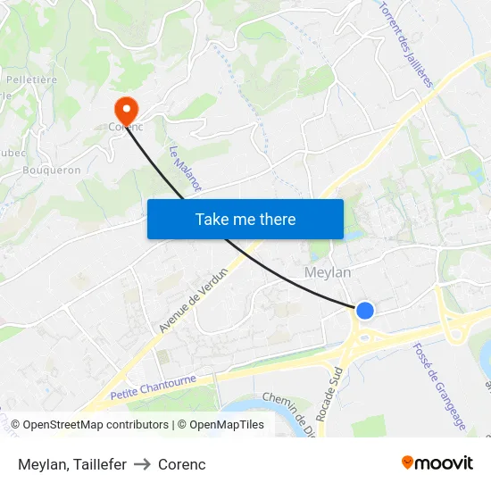 Meylan, Taillefer to Corenc map