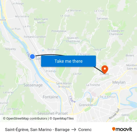 Saint-Égrève, San Marino - Barrage to Corenc map