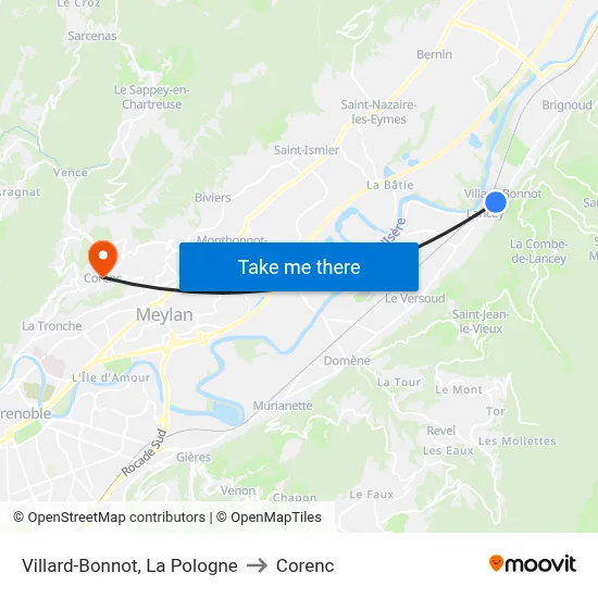 Villard-Bonnot, La Pologne to Corenc map