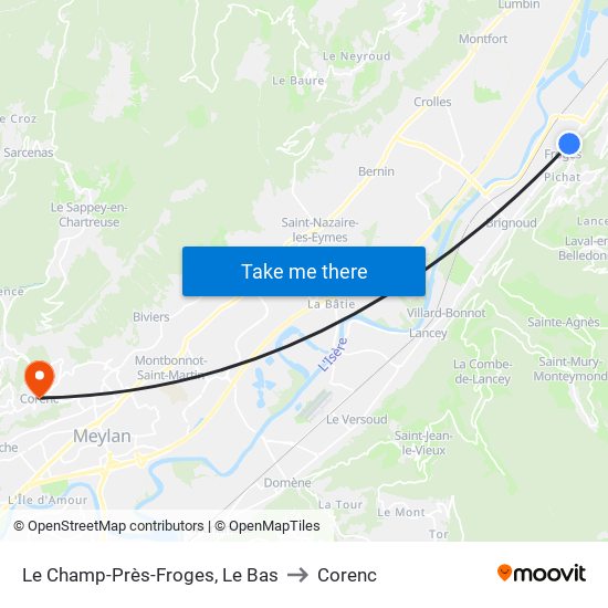 Le Champ-Près-Froges, Le Bas to Corenc map