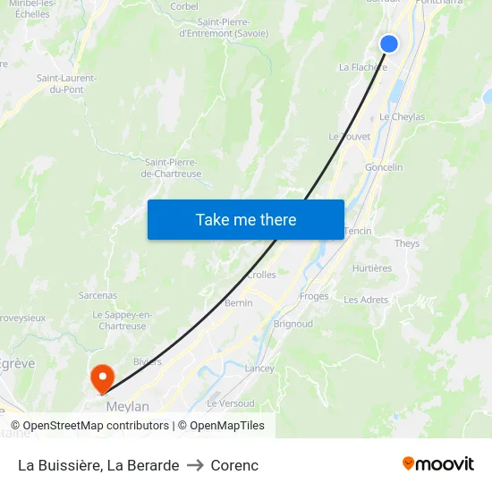 La Buissière, La Berarde to Corenc map