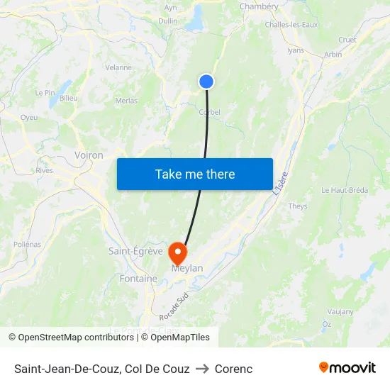 Saint-Jean-De-Couz, Col De Couz to Corenc map