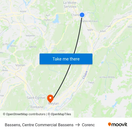 Bassens, Centre Commercial Bassens to Corenc map