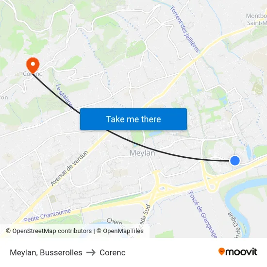 Meylan, Busserolles to Corenc map