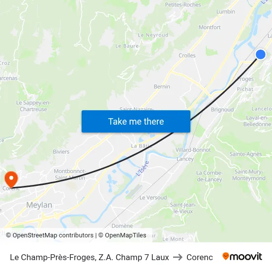 Le Champ-Près-Froges, Z.A. Champ 7 Laux to Corenc map