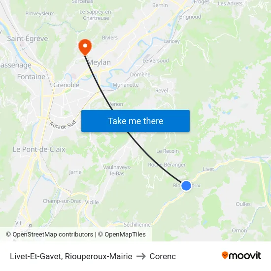 Livet-Et-Gavet, Riouperoux-Mairie to Corenc map