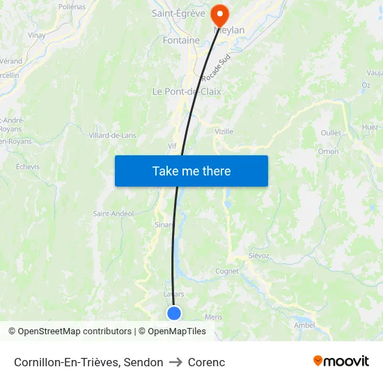 Cornillon-En-Trièves, Sendon to Corenc map