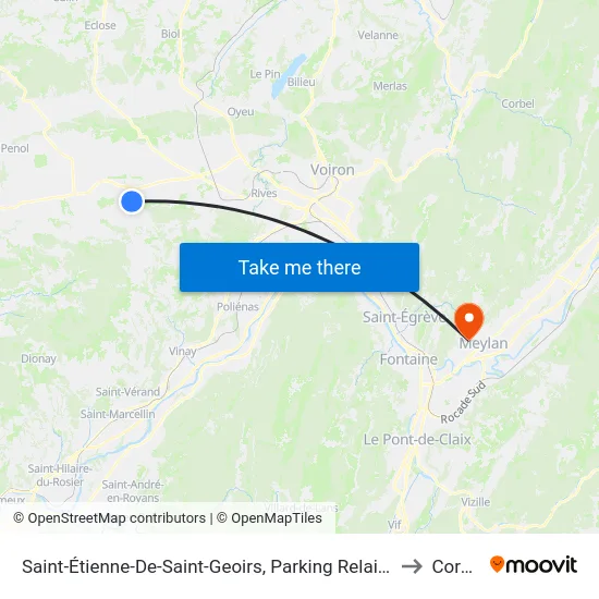 Saint-Étienne-De-Saint-Geoirs, Parking Relais Mandrin to Corenc map