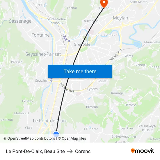 Le Pont-De-Claix, Beau Site to Corenc map