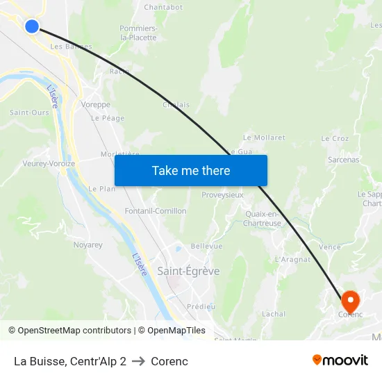 La Buisse, Centr'Alp 2 to Corenc map
