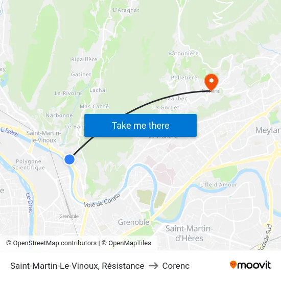 Saint-Martin-Le-Vinoux, Résistance to Corenc map