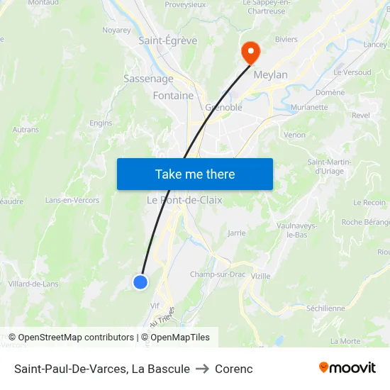 Saint-Paul-De-Varces, La Bascule to Corenc map