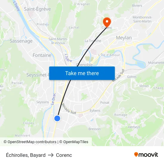 Échirolles, Bayard to Corenc map