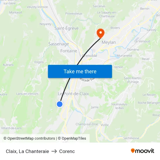 Claix, La Chanteraie to Corenc map