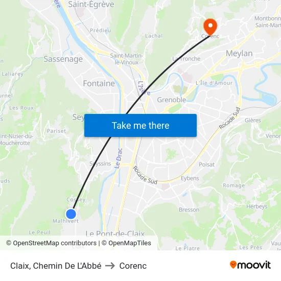 Claix, Chemin De L'Abbé to Corenc map