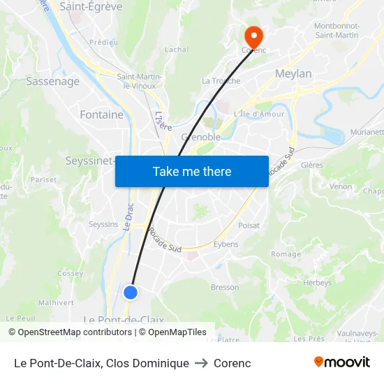 Le Pont-De-Claix, Clos Dominique to Corenc map